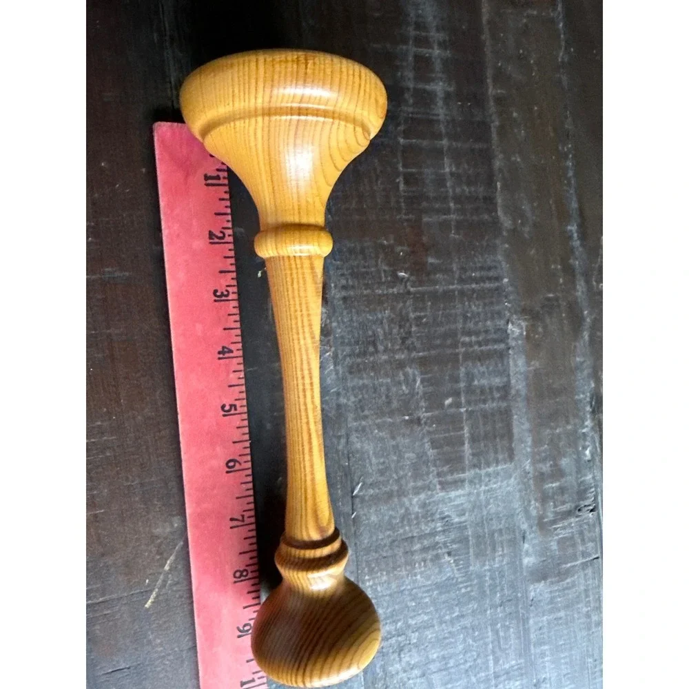 Mid Century Modern Pine Tapered Candlestick Trio Set 13.5